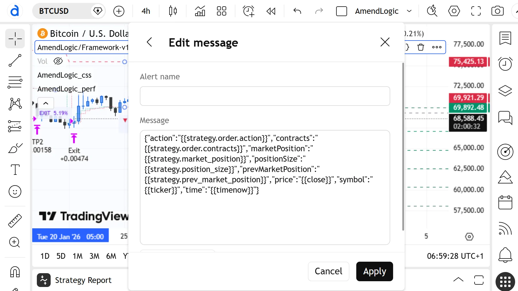 Alert Message with JSON Payload